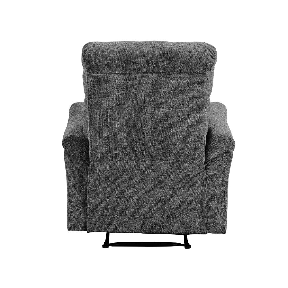 caspian motion recliner, gray chenille