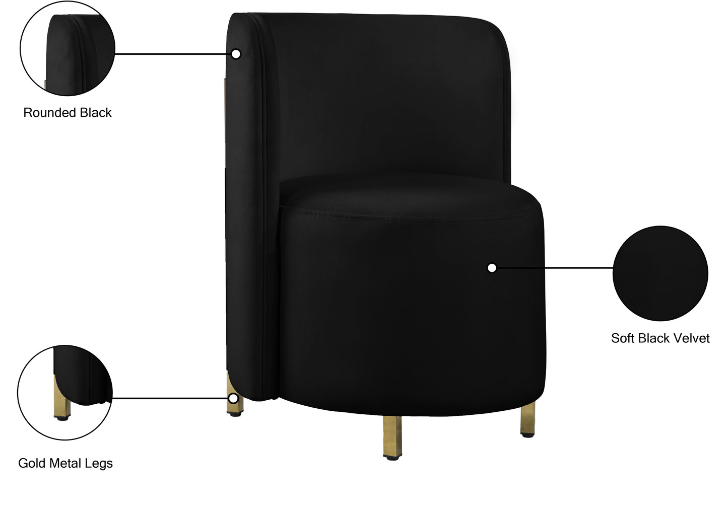 bellini black velvet accent chair c