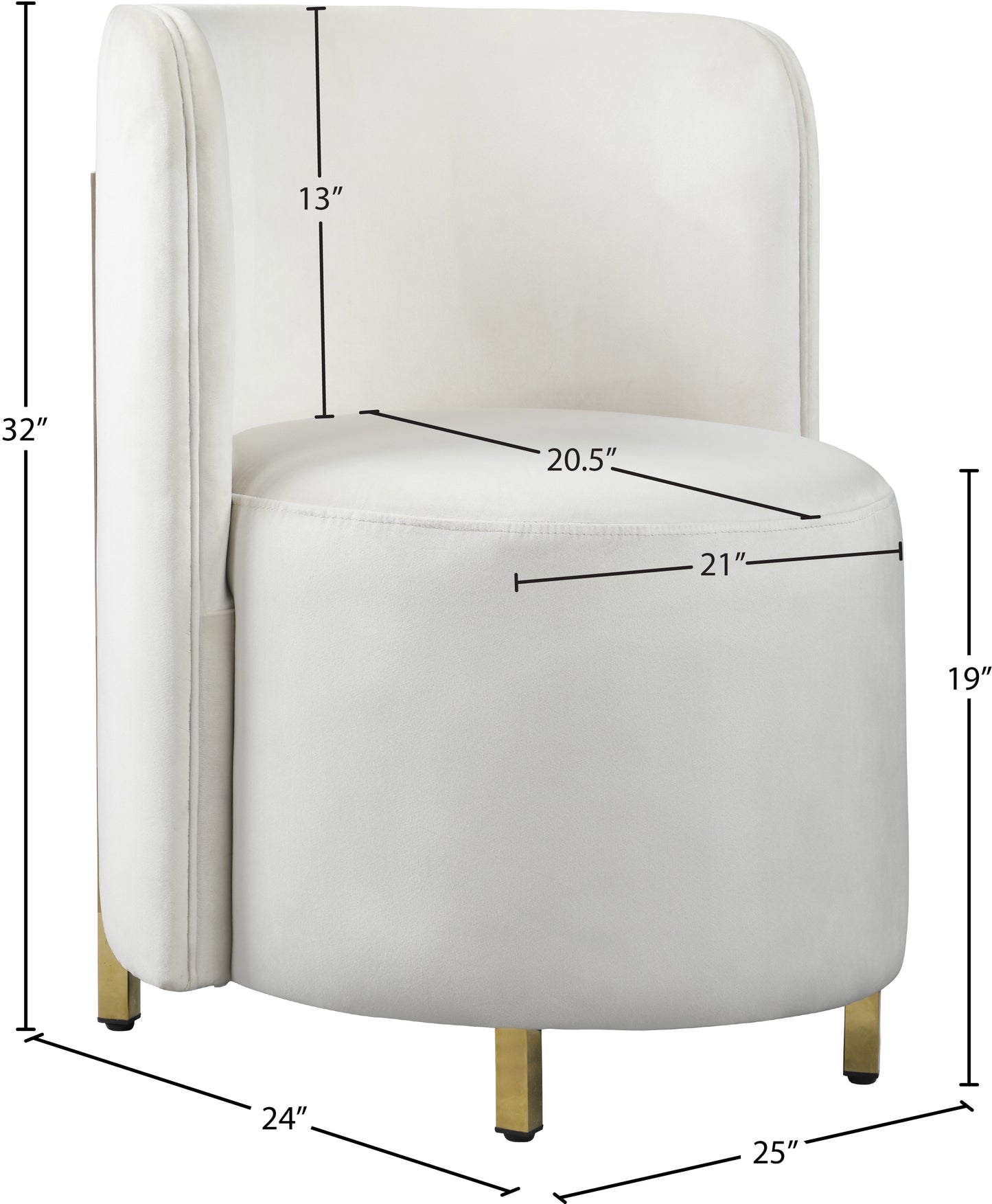 bellini cream velvet accent chair c