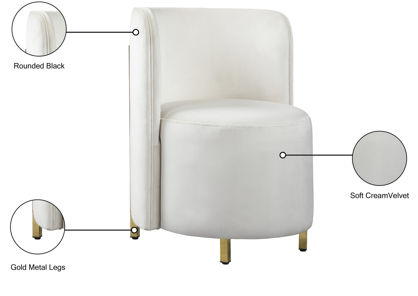 bellini cream velvet accent chair c