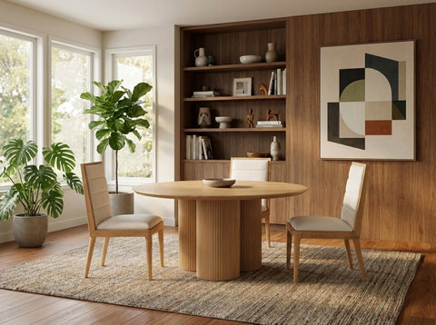 Paloma 60" Natural Ash Wood And Oak Veneer Dining Table, 1 Piece