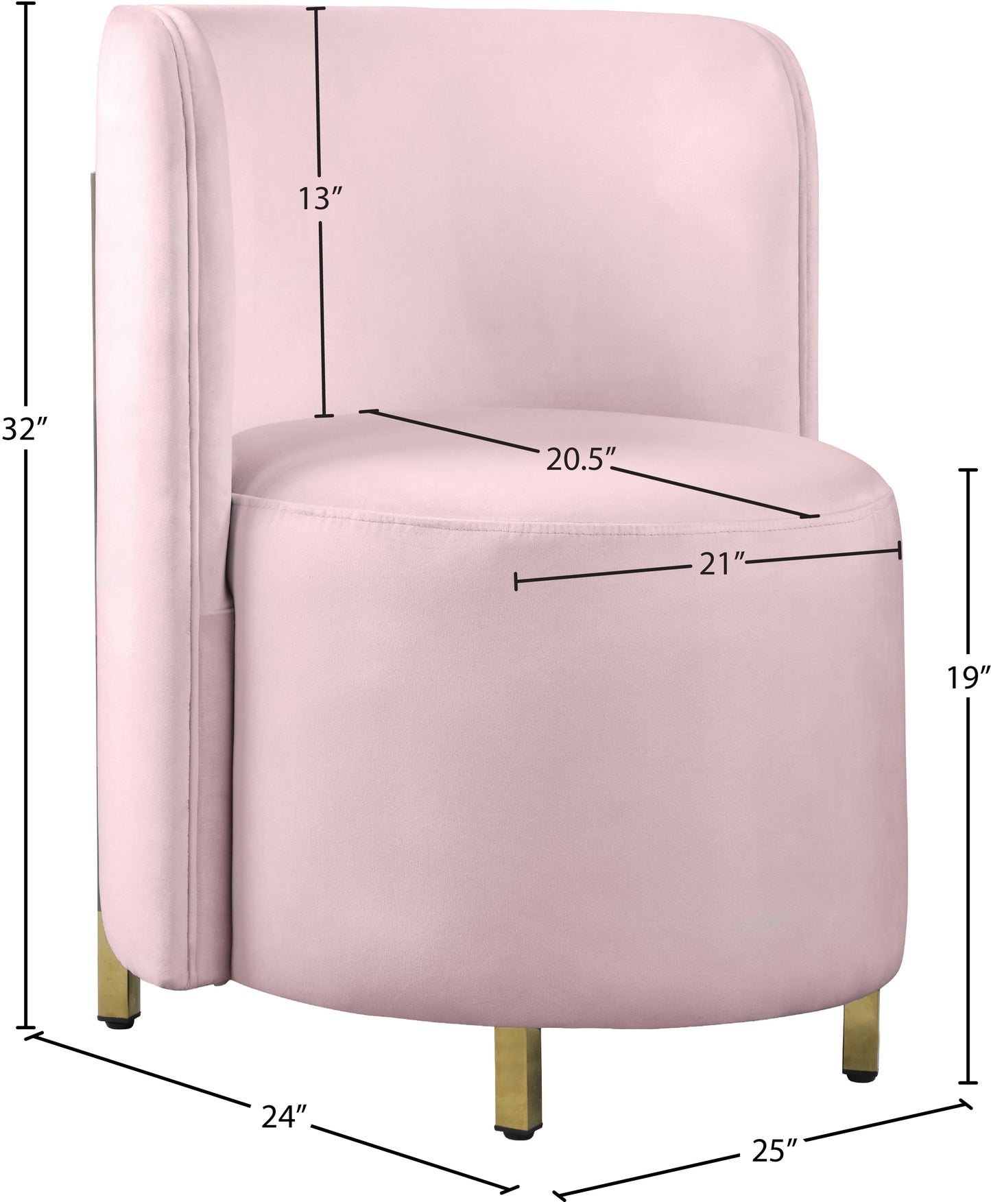 bellini pink velvet accent chair c