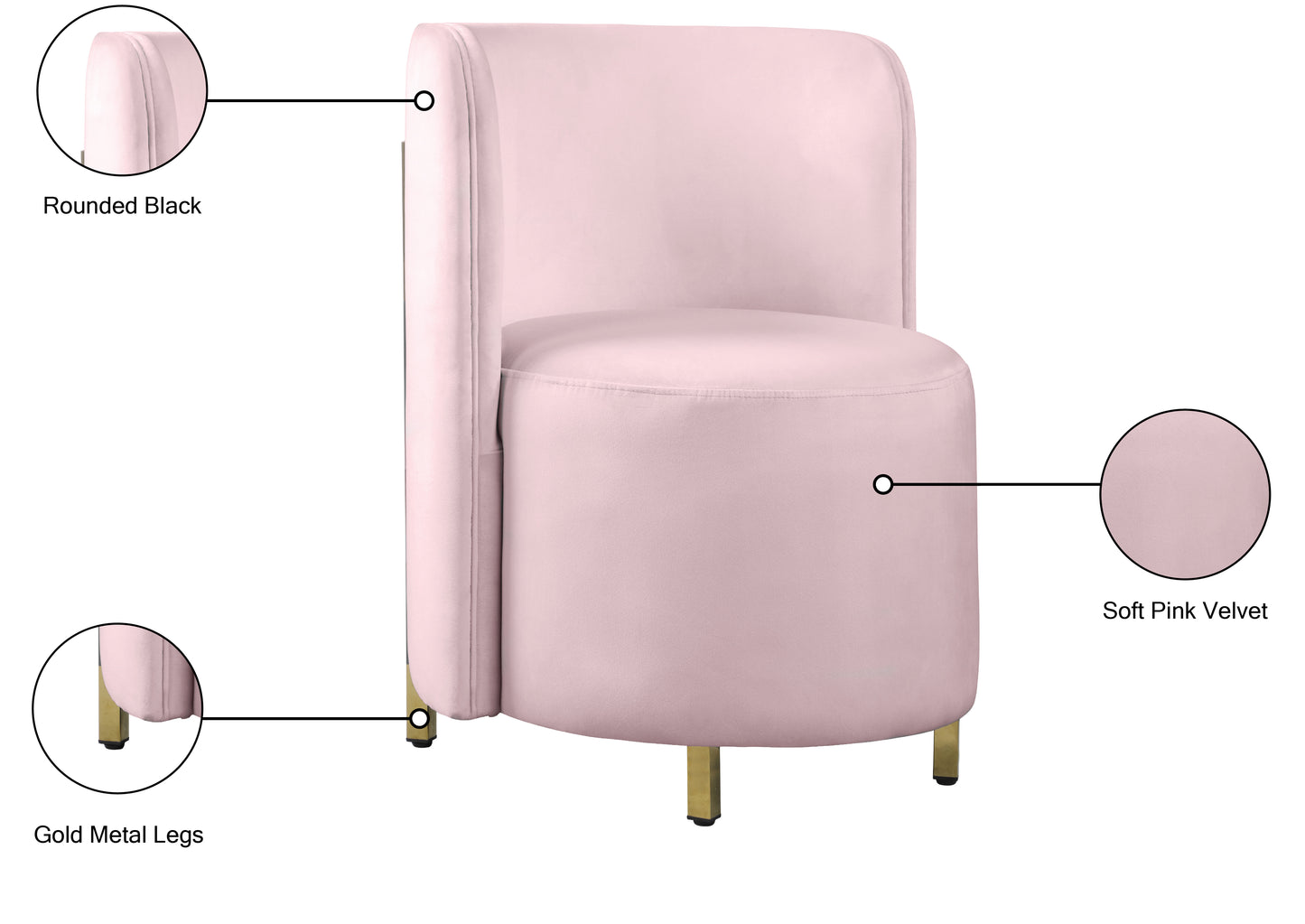 bellini pink velvet accent chair c