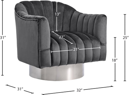 Sabrina Grey Velvet Accent Chair Grey