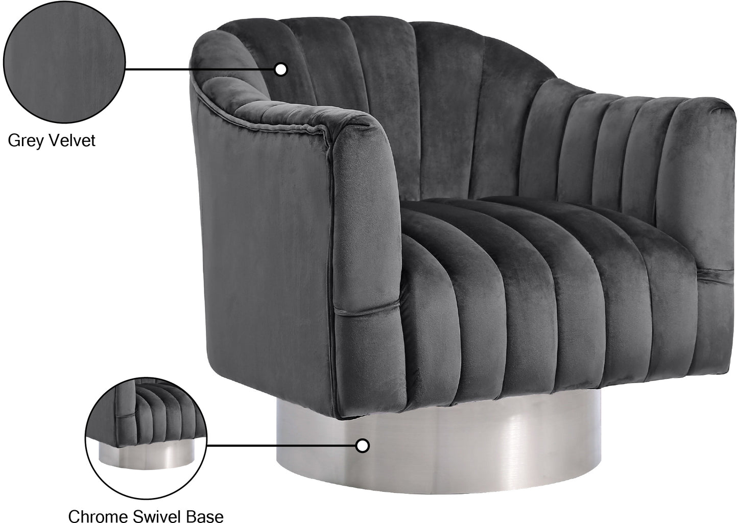 fiji grey velvet accent chair