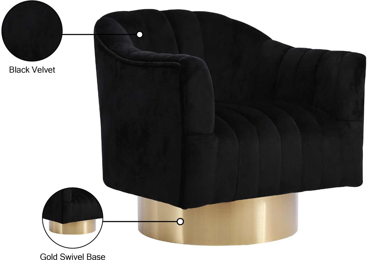 sabrina black velvet accent chair black