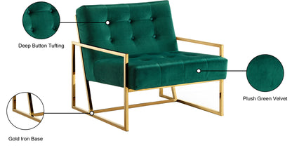 Barolo Green Velvet Accent Chair Green