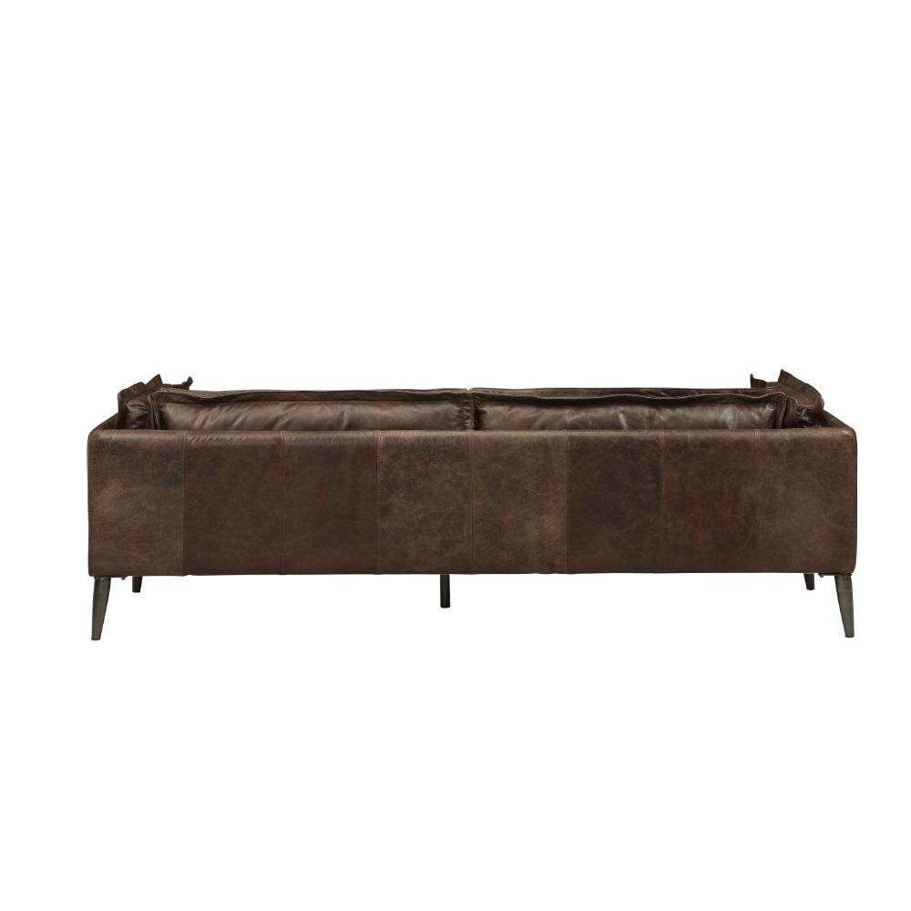 charlton sofa, distress chocolate top grain leather