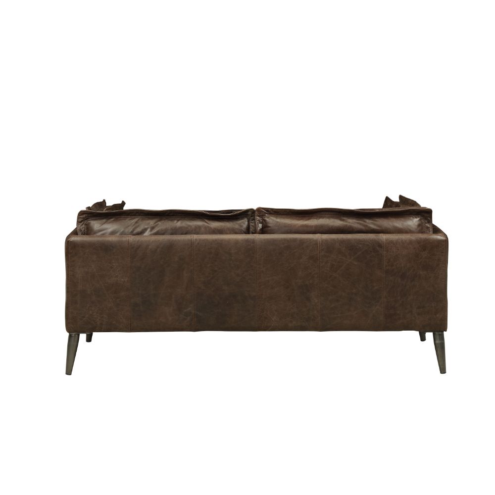 charlton loveseat, distress chocolate top grain leather