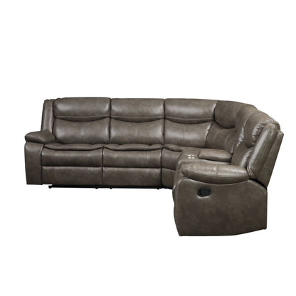 Charnell Motion Sectional Sofa, Taupe Leather-Aire Match