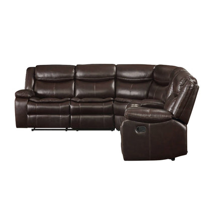 Charnell Motion Sectional Sofa, Espresso Leather-Aire Match