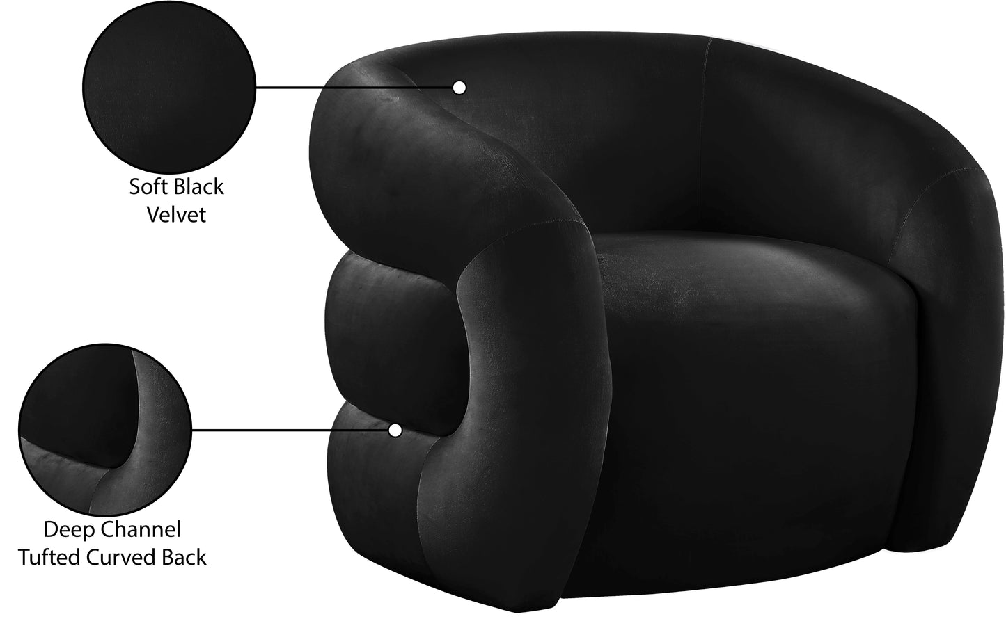 claude black velvet accent chair black