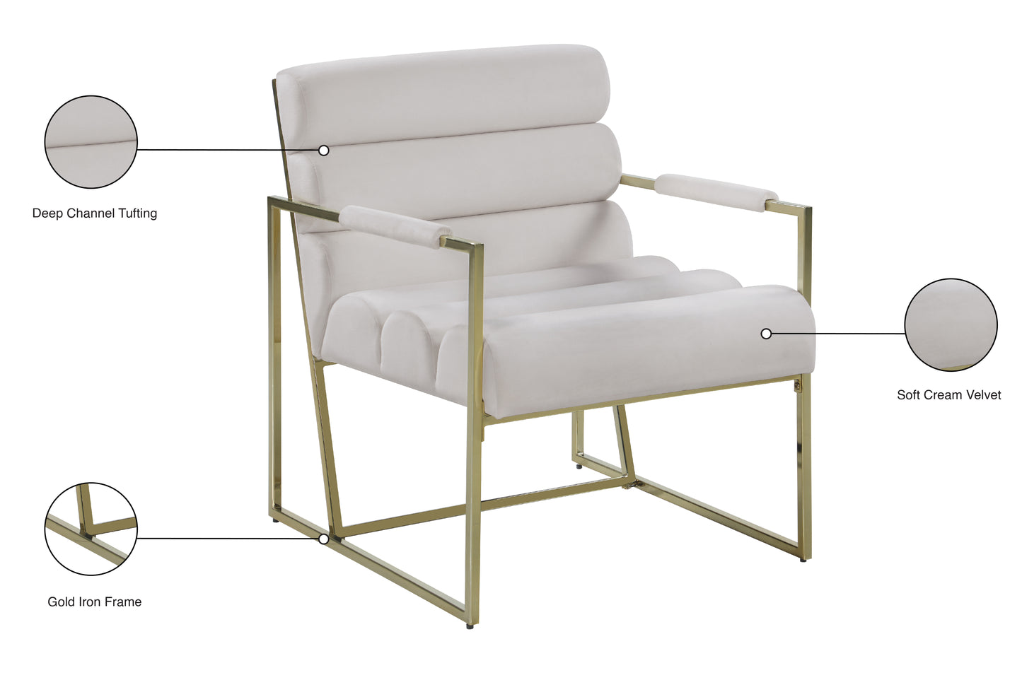 scarlett cream velvet accent chair cream