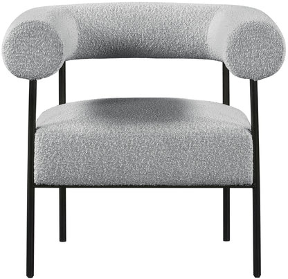 Chesterfield Grey Boucle Fabric Accent Chair Grey