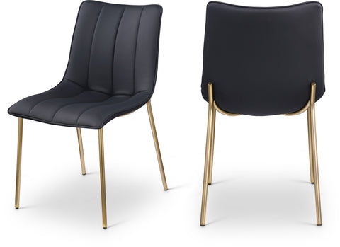 Yara Black Vegan Leather Upholstered Dining Chair, 2-Piece