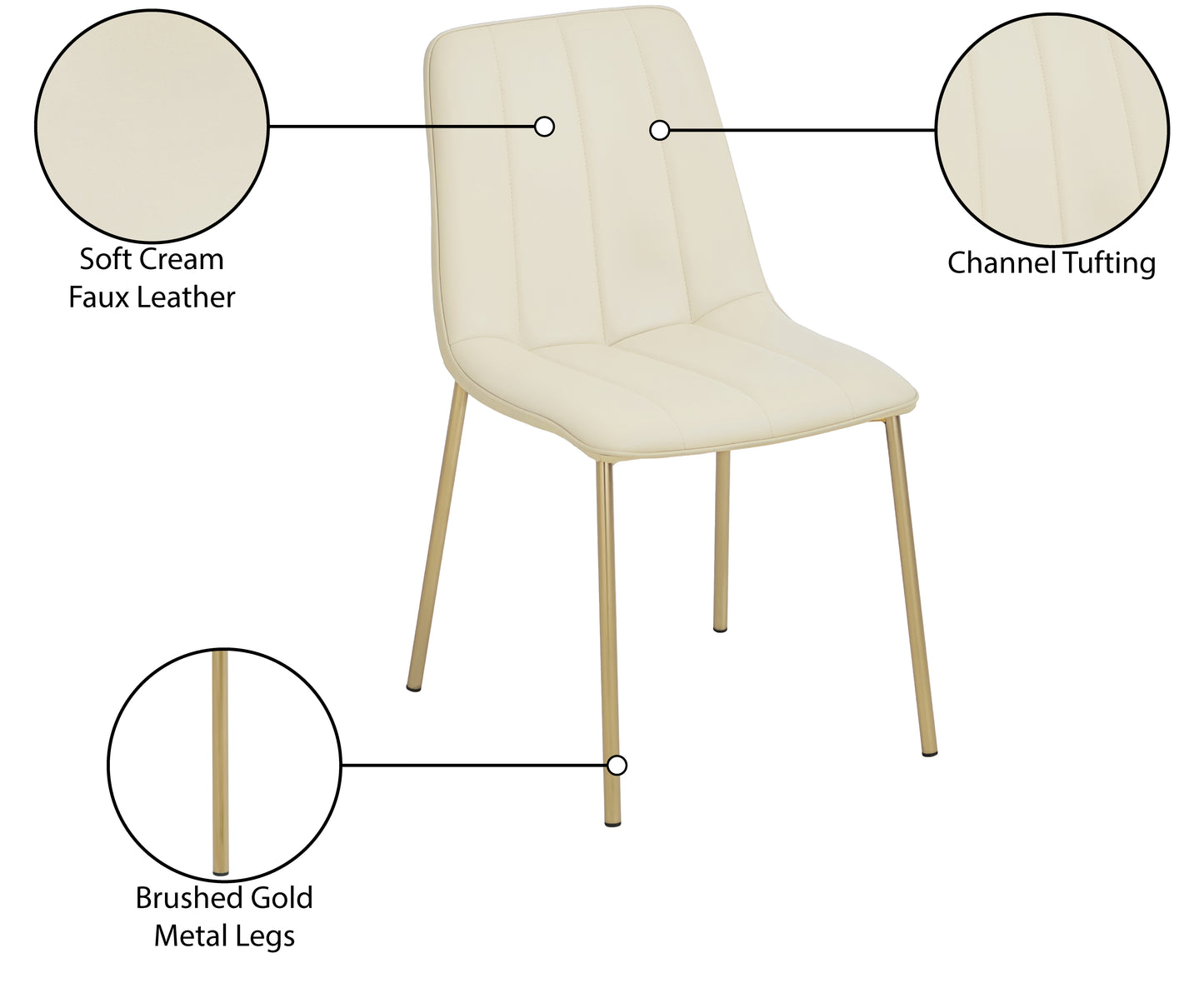 nora cream faux leather dining chair c