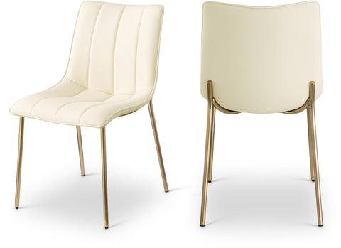 Yara Cream Vegan Leather Upholstered Dining Chair, 2-Piece
