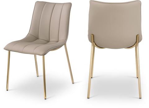 Yara Taupe Vegan Leather Upholstered Dining Chair, 2-Piece
