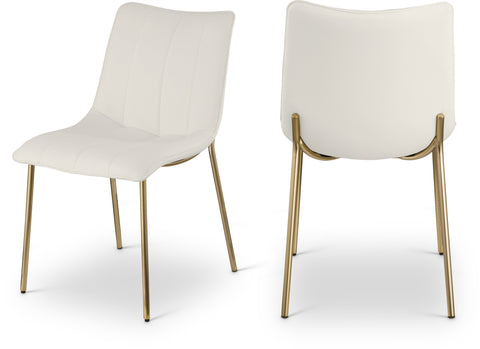 Yara Off-White Vegan Leather Upholstered Dining Chair, 2-Piece
