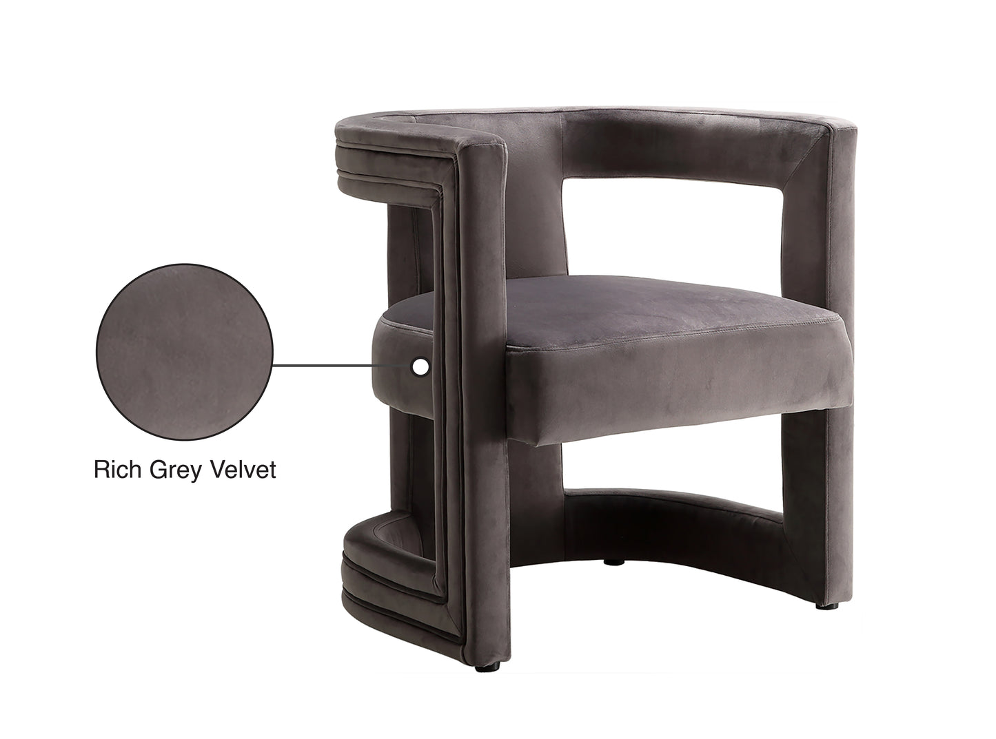 hermosa grey velvet accent chair grey