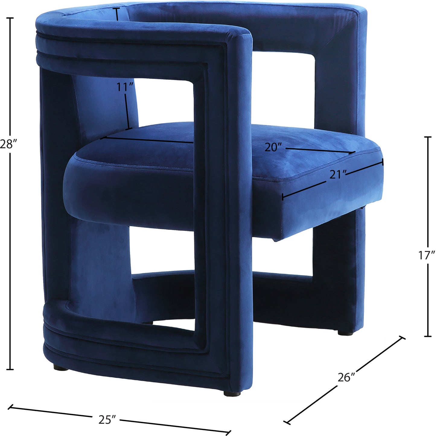 hermosa navy velvet accent chair navy