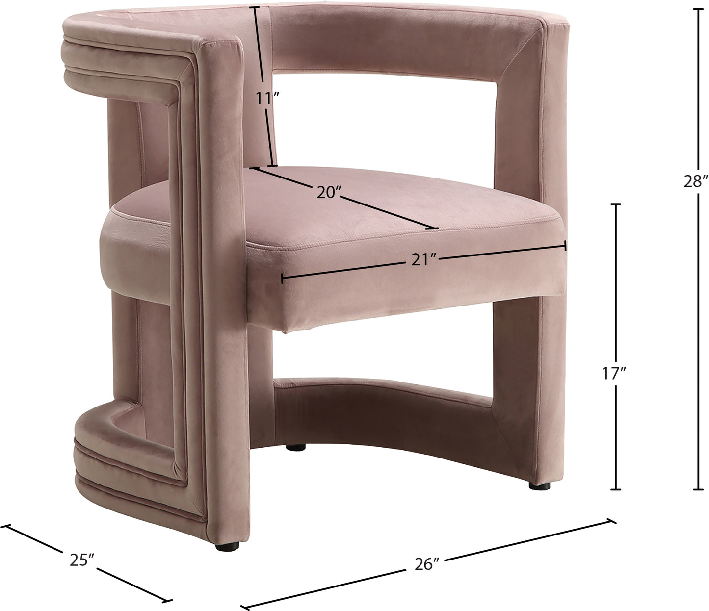 hermosa pink velvet accent chair pink