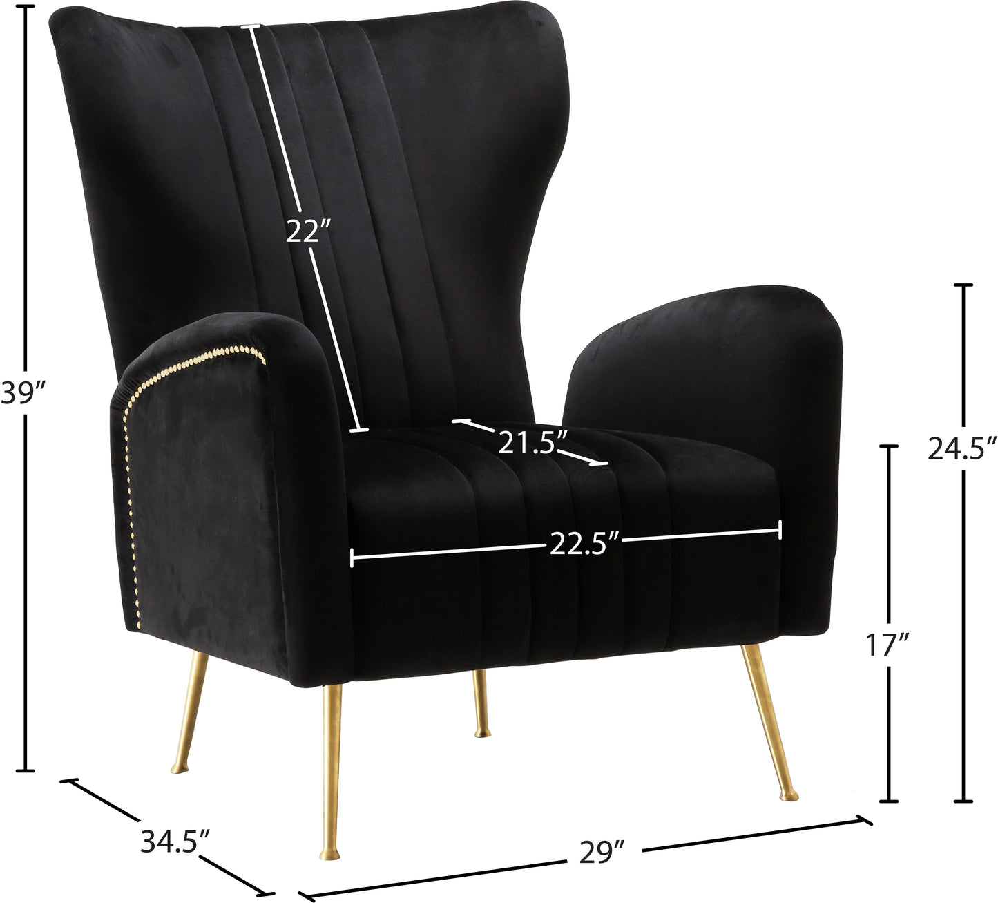 nolan black velvet accent chair black