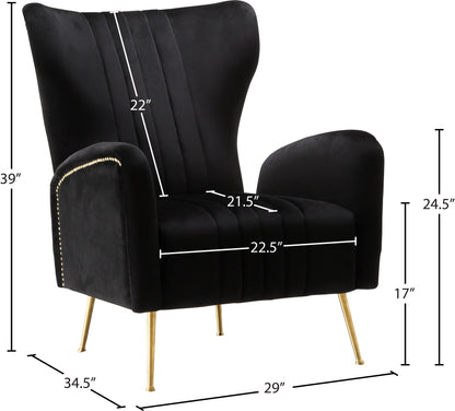 Nolan Black Velvet Accent Chair Black