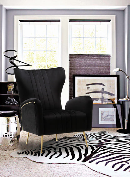 Nolan Black Velvet Accent Chair Black