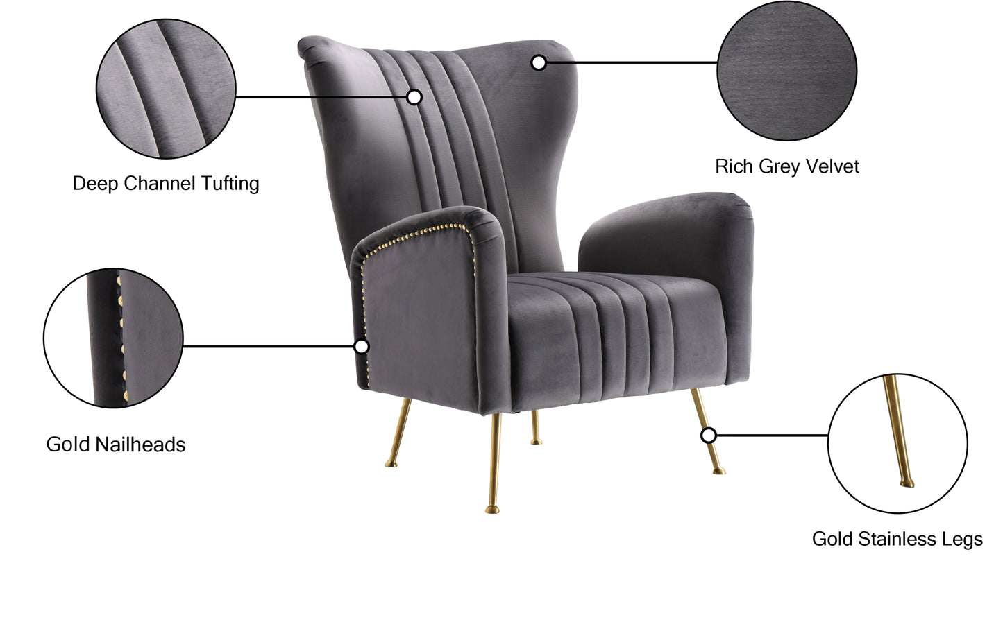 nolan grey velvet accent chair grey