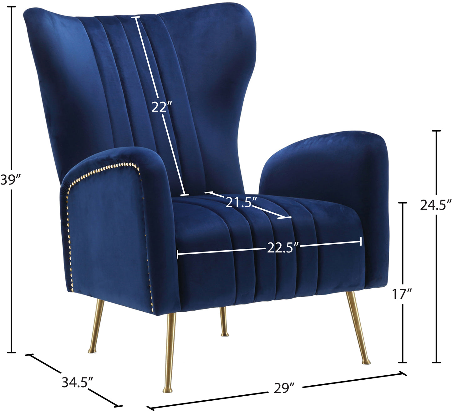 nolan navy velvet accent chair navy