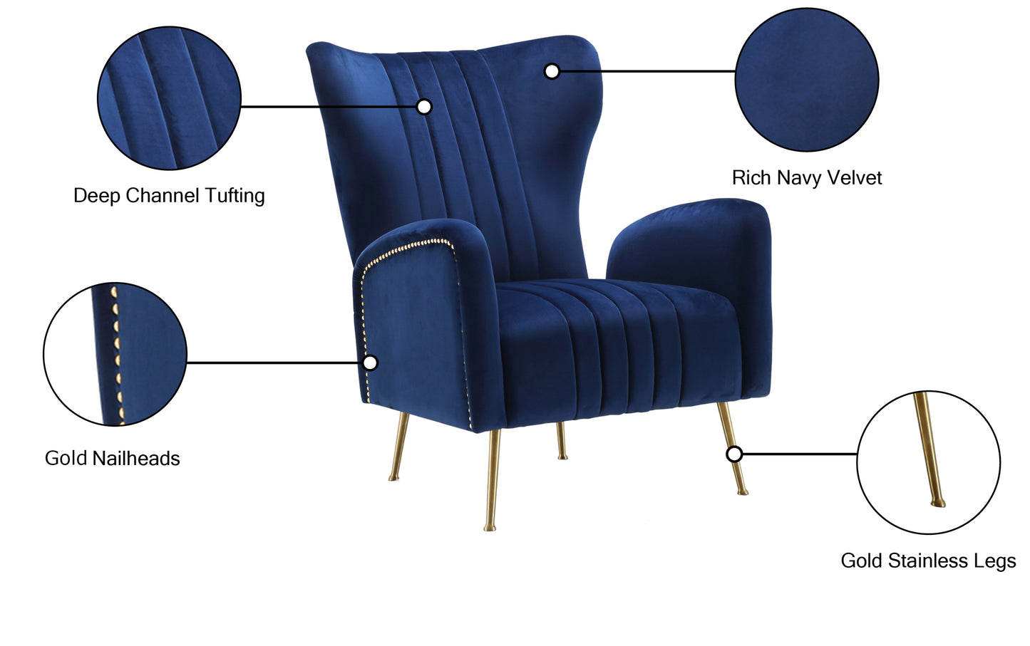 nolan navy velvet accent chair navy