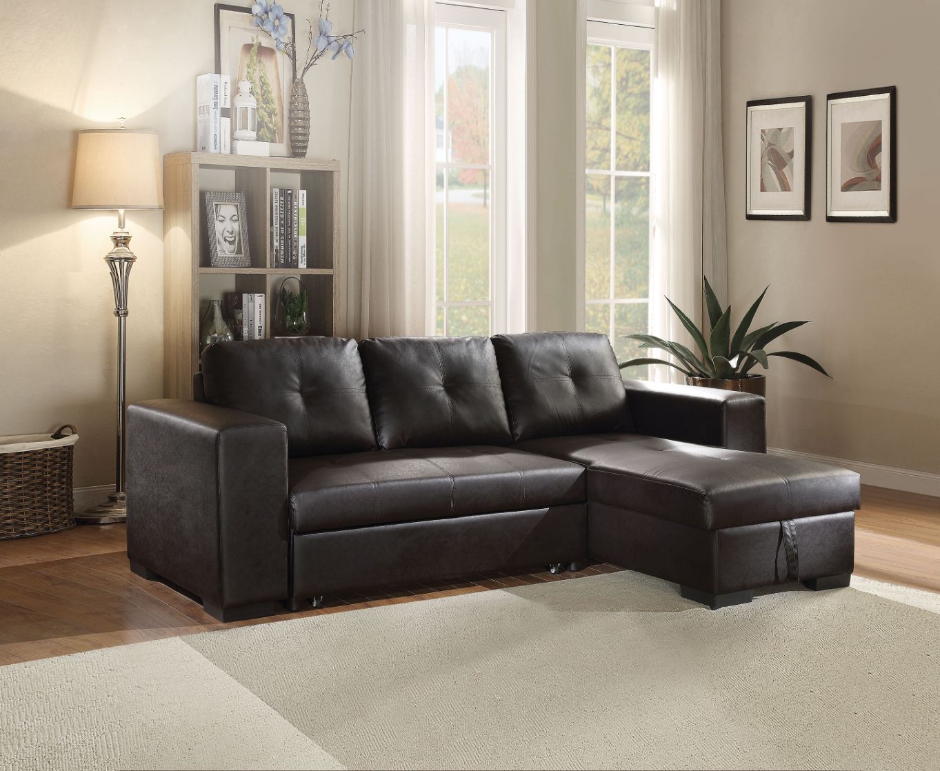 reversible sectional sofa w/sleeper & storage