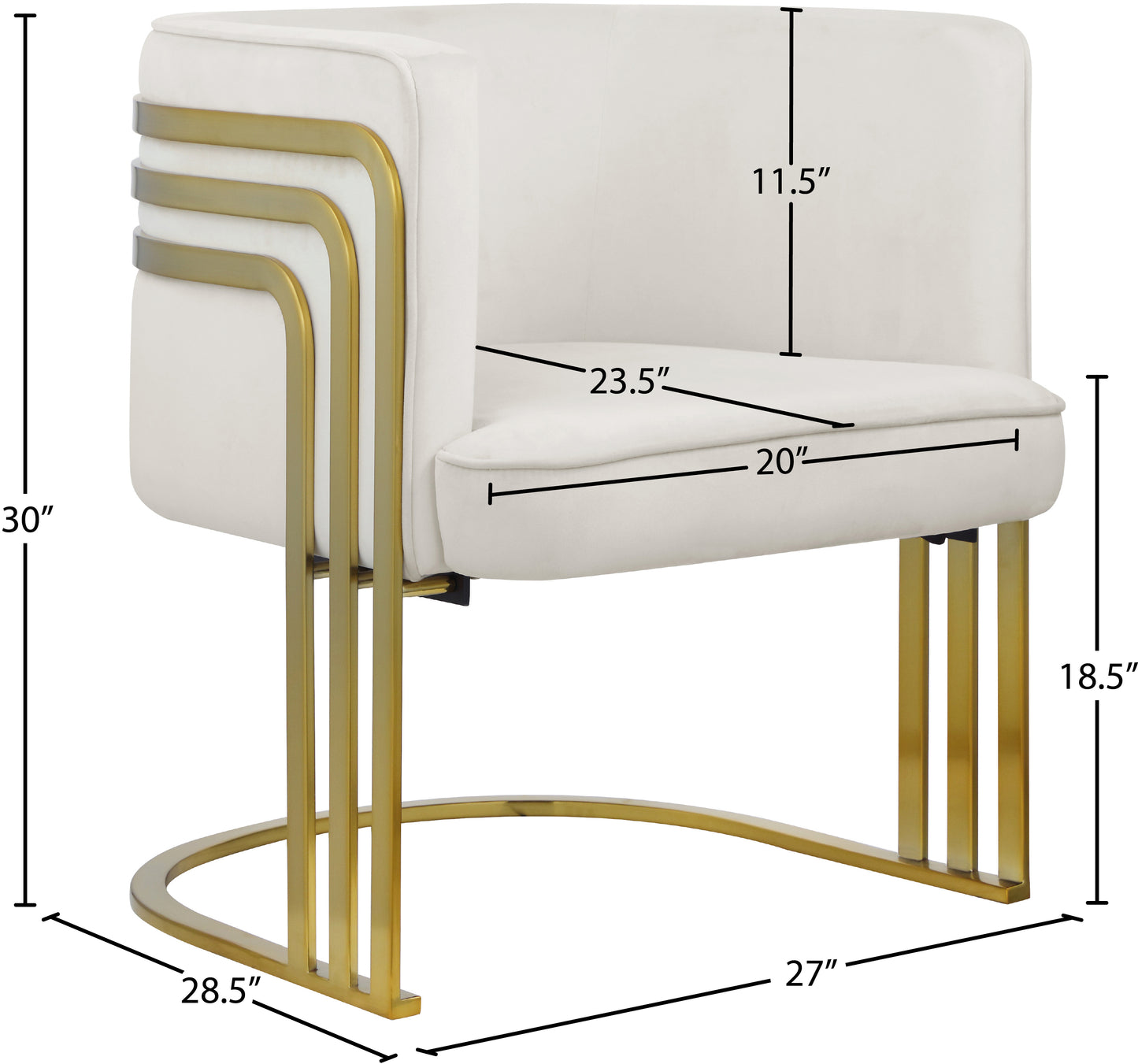 lucia cream velvet accent chair cream