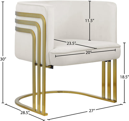 Lucia Cream Velvet Accent Chair Cream