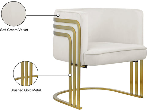 Lucia Cream Velvet Accent Chair Cream