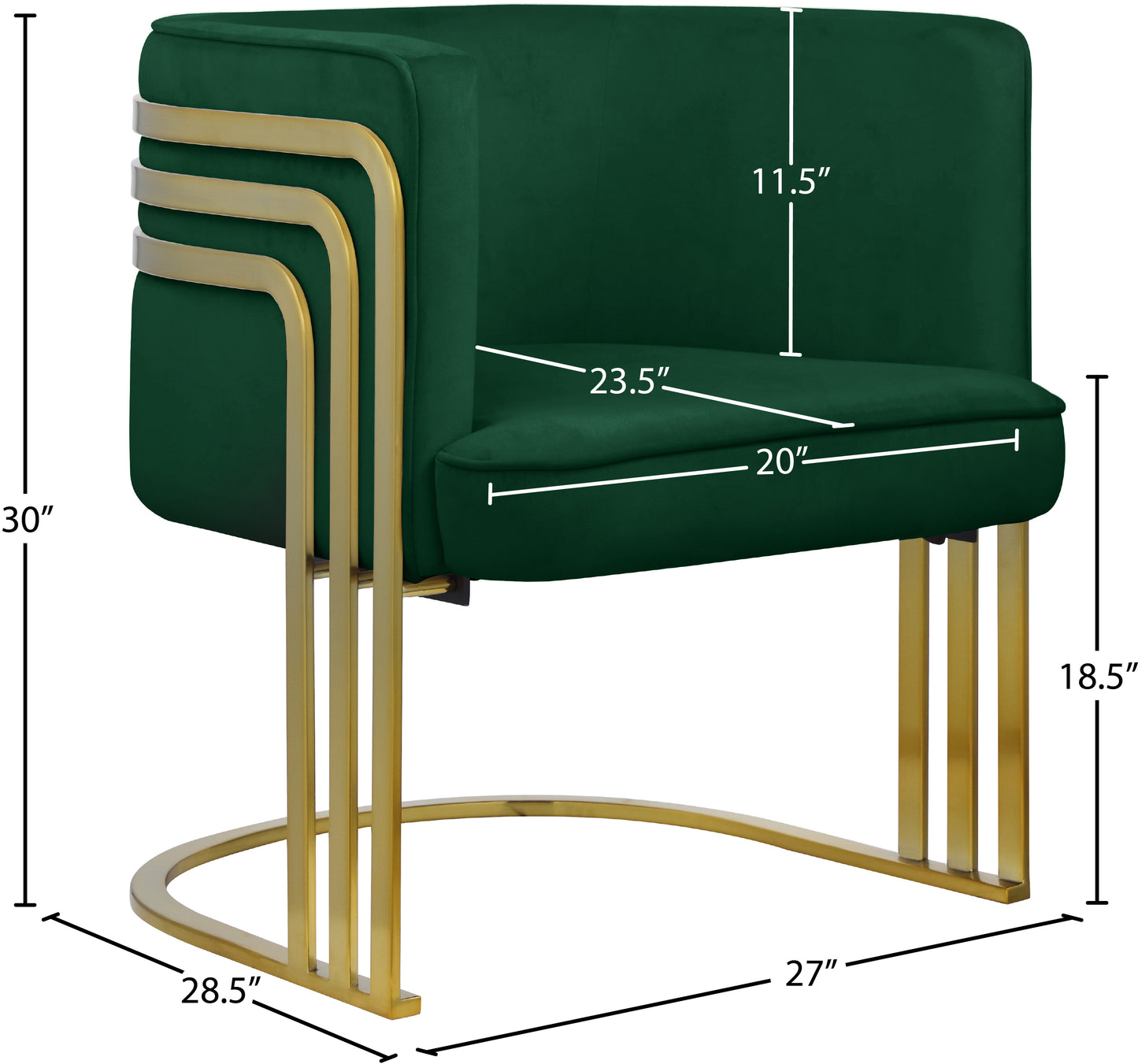 lucia green velvet accent chair green