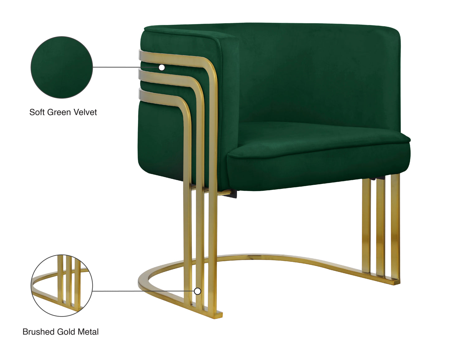 lucia green velvet accent chair green