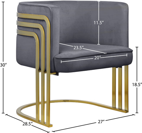 Lucia Grey Velvet Accent Chair Grey