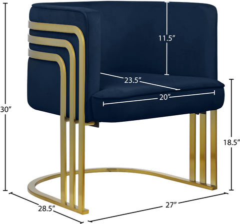 Lucia Navy Velvet Accent Chair Navy