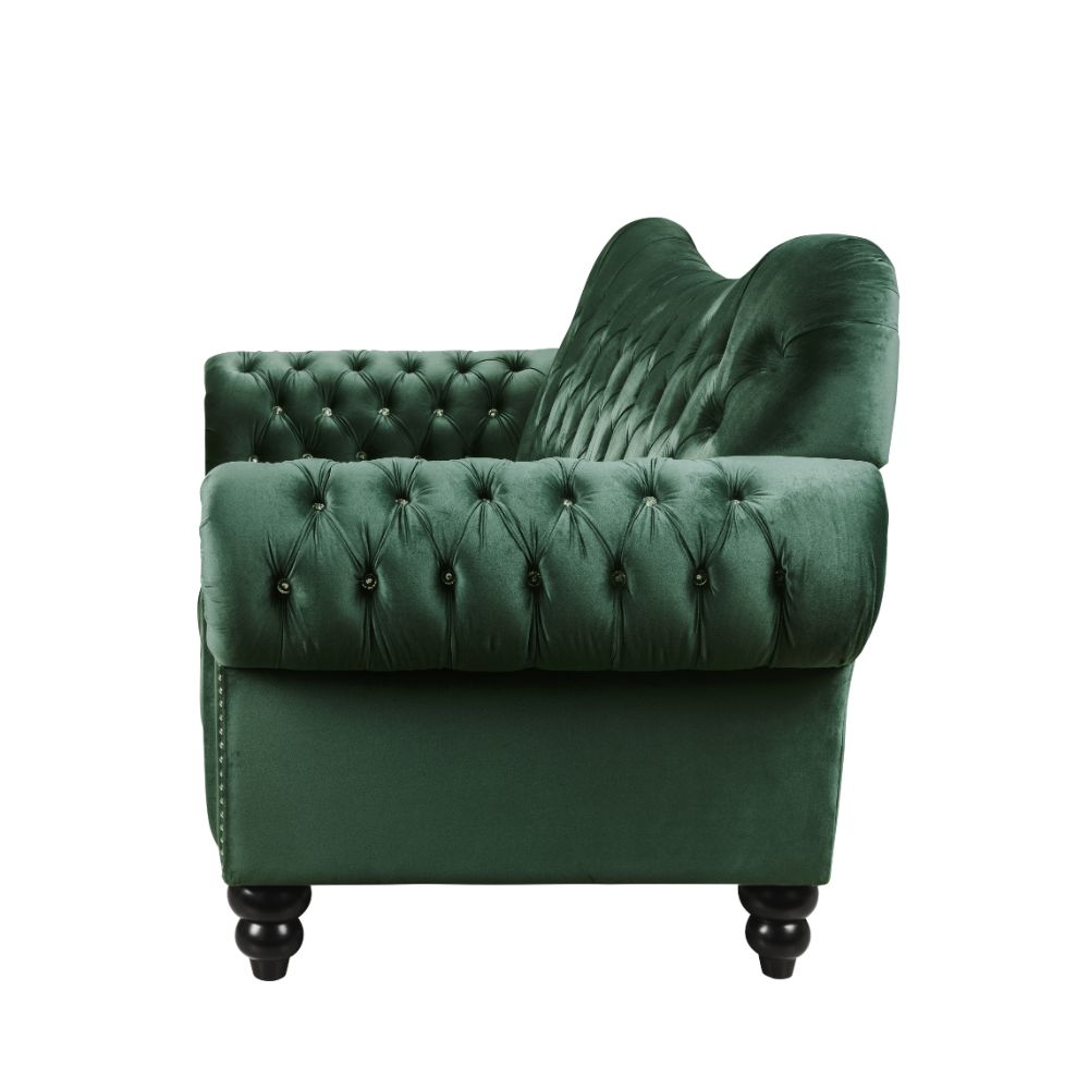 cliasca loveseat, green velvet