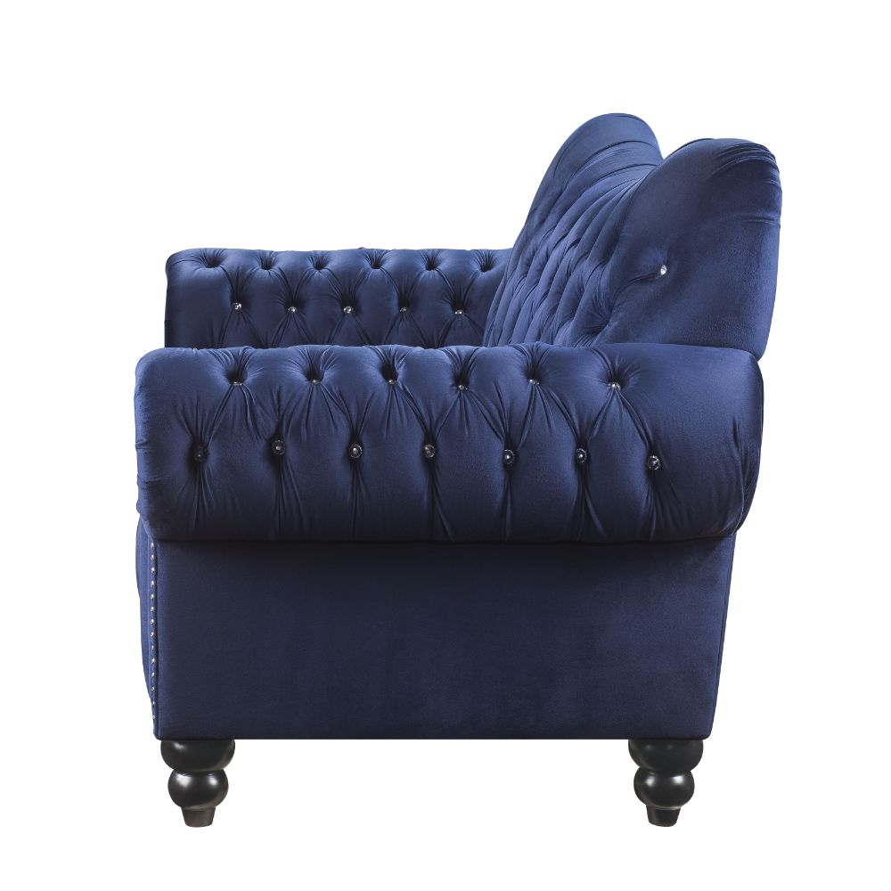 cliasca loveseat, navy velvet