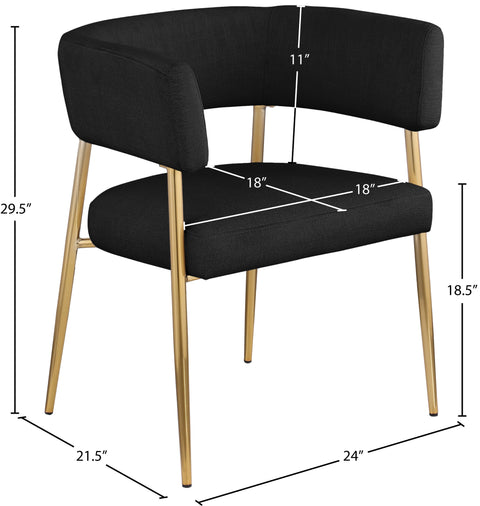 Emory Black Linen Textured Fabric Upholstered Dining Chair, 1 Piece