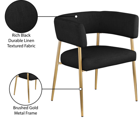 Emory Black Linen Textured Fabric Upholstered Dining Chair, 1 Piece