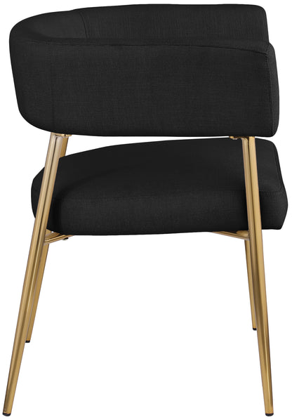 Royal Black Durable Linen Textured Fabric Dining Chair C