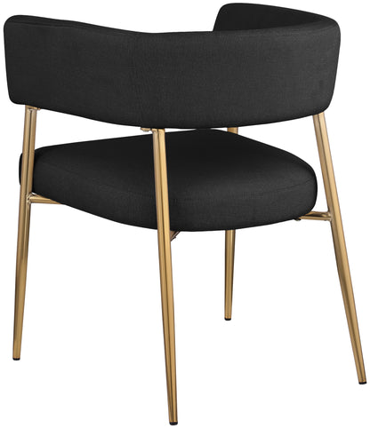 Royal Black Durable Linen Textured Fabric Dining Chair C