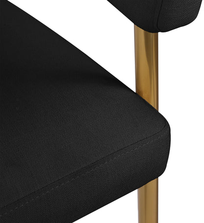 Royal Black Durable Linen Textured Fabric Dining Chair C