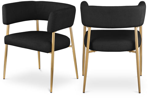 Emory Black Linen Textured Fabric Upholstered Dining Chair, 1 Piece