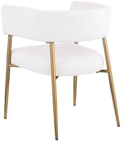 Royal Cream Durable Linen Textured Fabric Dining Chair C