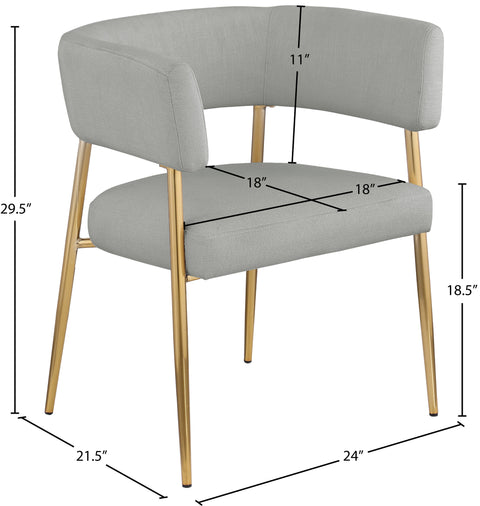Emory Grey Linen Textured Fabric Upholstered Dining Chair, 1 Piece